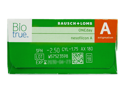 Biotrue ONEday pentru Astigmatism (30 lentile) - Parametrii lentilei
