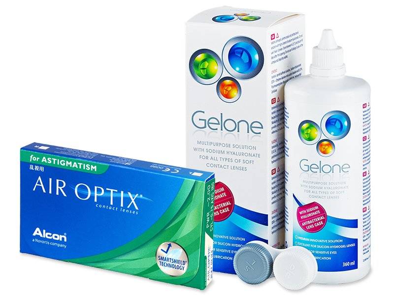 Pachet Air Optix for Astigmatism (6 lentile) + soluție Gelone 360 ml Alcon imagine noua