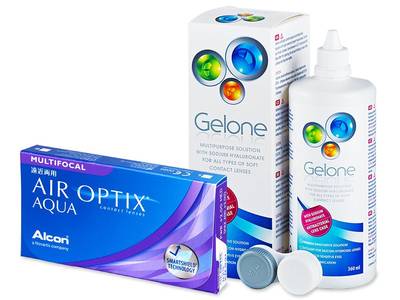 Air Optix Aqua Multifocal (6 lentile) + soluție Gelone 360 ml - Design-ul vechi