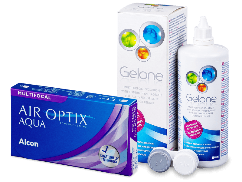 Pachet Air Optix Aqua Multifocal (6 lentile) + soluție Gelone 360 ml Alcon imagine noua