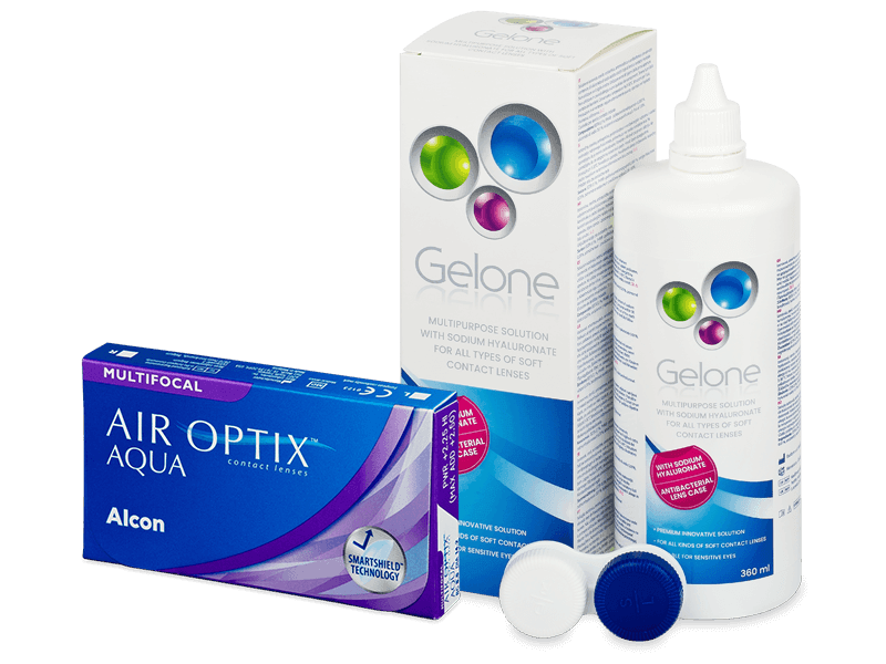 Pachet Air Optix Aqua Multifocal (6 lentile) + soluție Gelone 360 ml