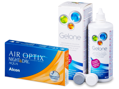 Air Optix Night and Day Aqua (6 lentile) + soluție Gelone 360 ml - Výhodný balíček