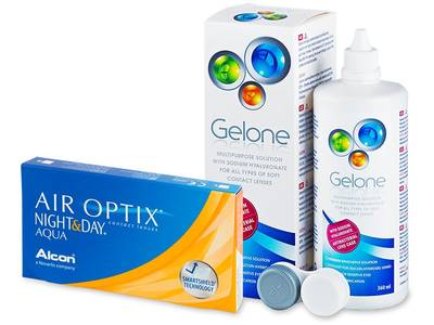 Air Optix Night and Day Aqua (6 lentile) + soluție Gelone 360 ml - Výhodný balíček