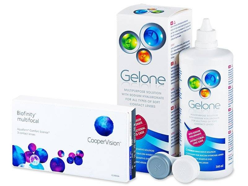 Pachet Biofinity Multifocal (3 lentile) + soluție Gelone 360 ml