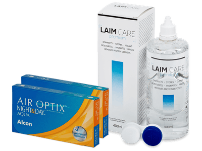 Air Optix Night and Day Aqua (2x 3 lentile) + soluție Laim Care 400 ml
