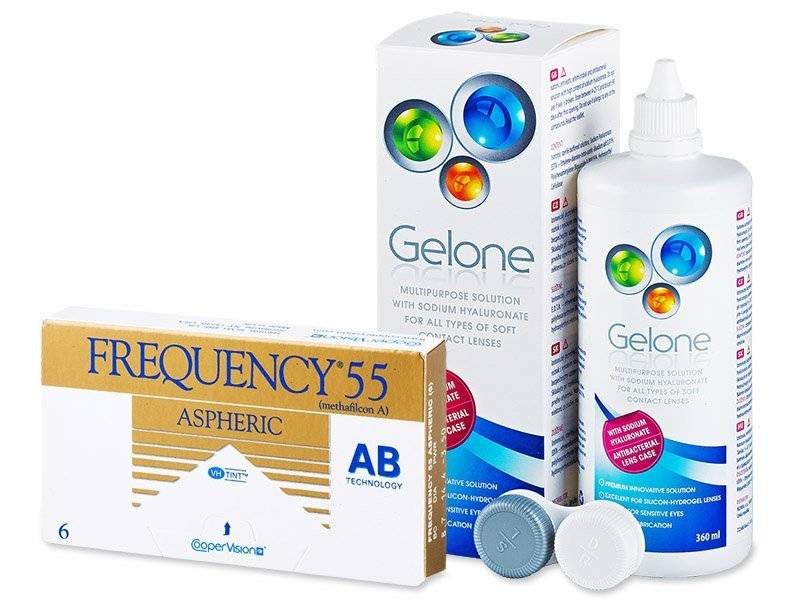 Pachet Frequency 55 Aspheric (6 lentile) + solutie gelone 360 ml