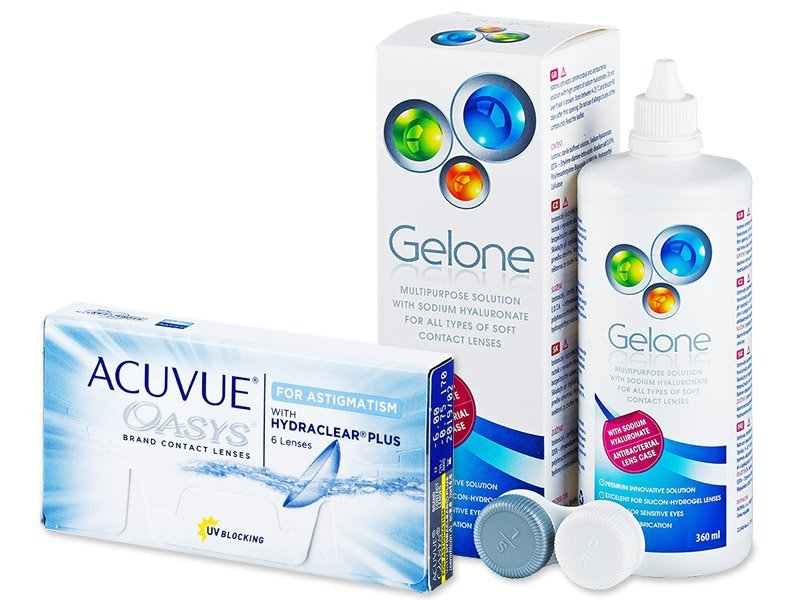 Acuvue Oasys for Astigmatism (6 lentile) + soluție Gelone 360 ml - Výhodný balíček