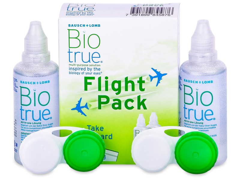 Soluție biotrue 2 x 60 ml flight pack