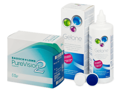 PureVision 2 (6 lentile) + soluție Gelone 360 ml - Výhodný balíček