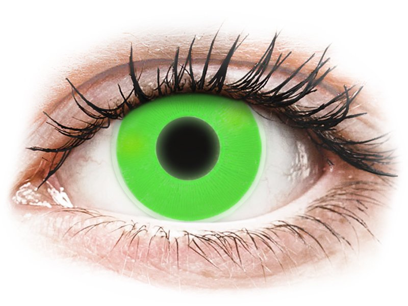 Lentile de contact colorate ColourVUE Crazy Glow Green – fără dioptrie (2 lentile)