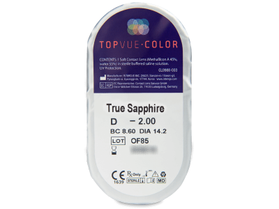 TopVue Color - True Sapphire - cu dioptrie (2 lentile) - Vizualizare ambalaj