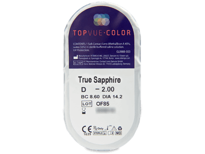 TopVue Color - True Sapphire - cu dioptrie (2 lentile) - Vizualizare ambalaj