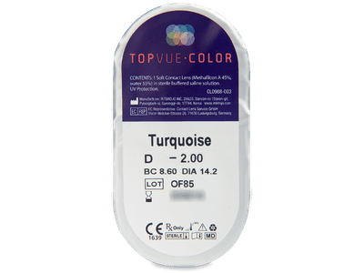 TopVue Color - Turquoise - cu dioptrie (2 lentile) - Vizualizare ambalaj