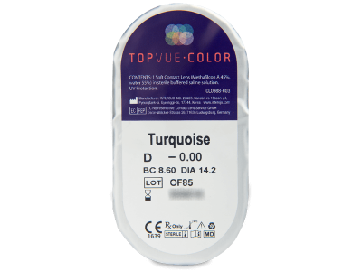 TopVue Color - Turquoise - fără dioptrie (2 lentile) - Vizualizare ambalaj