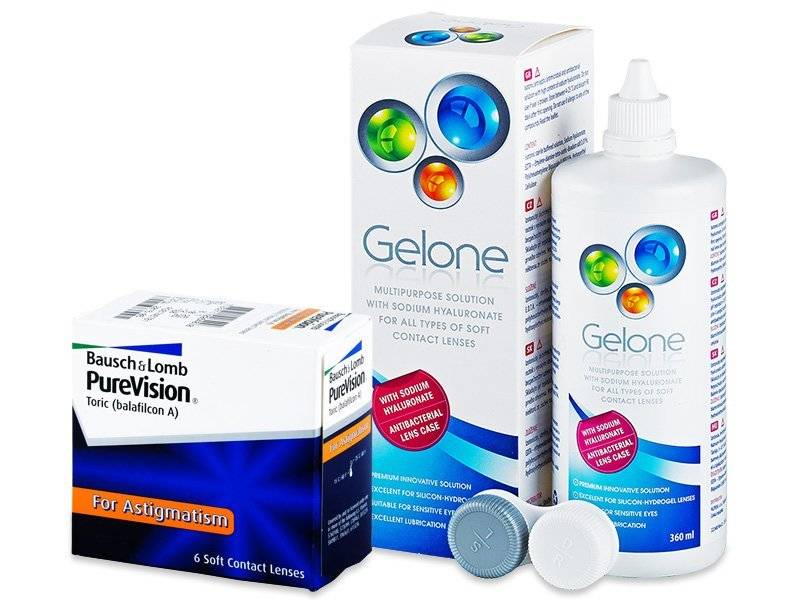 Pachet PureVision Toric (6 lentile) + soluție Gelone 360 ml