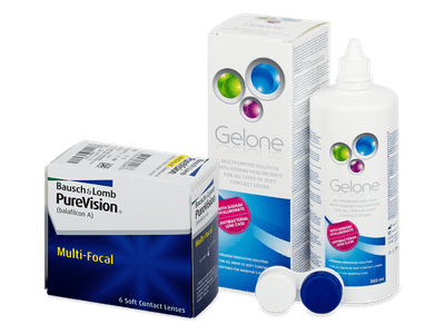 PureVision Multi-Focal (6 lentile) + soluție Gelone 360 ml - Výhodný balíček