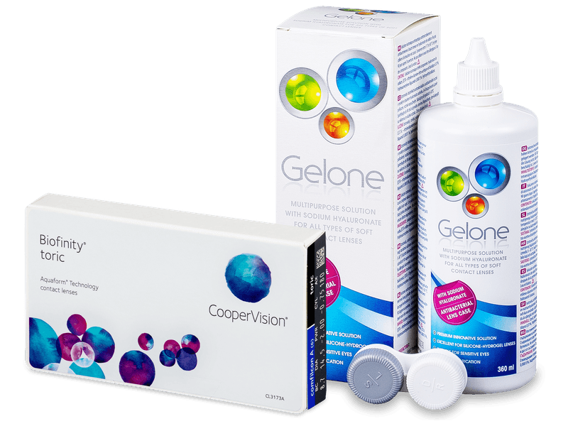 Pachet Biofinity Toric (6 lentile) + soluție Gelone 360 ml CooperVision imagine 2022