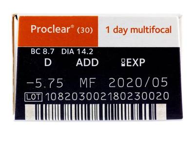 Proclear 1 Day Multifocal (30 lentile) - Parametrii lentilei