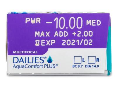 Dailies AquaComfort Plus Multifocal (30 lentile) - Parametrii lentilei