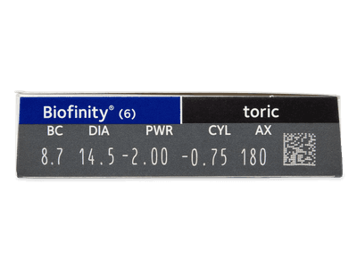 Biofinity Toric (6 lentile) - Parametrii lentilei