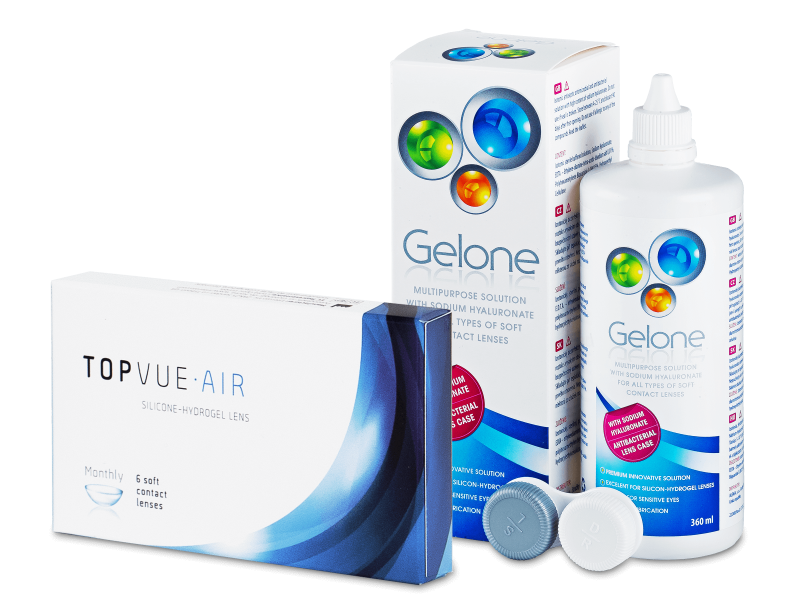 Pachet TopVue Air (6 lentile) + soluție Gelone 360 ml + soluție Gelone 360 ml imagine teramed.ro