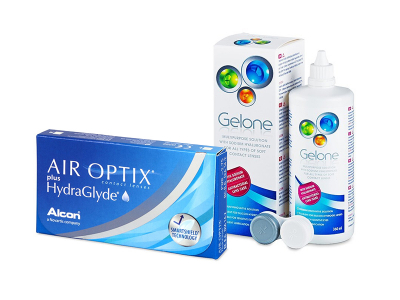 Air Optix plus HydraGlyde (3 lentile) + soluție Gelone 360 ml