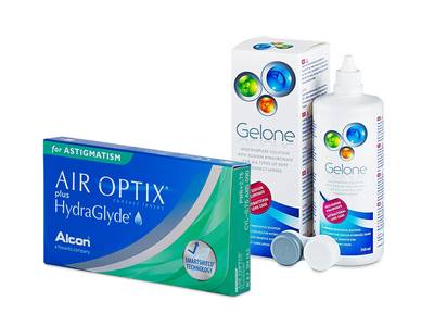 Air Optix plus HydraGlyde for Astigmatism (3 lentile) + soluție Gelone 360 ml