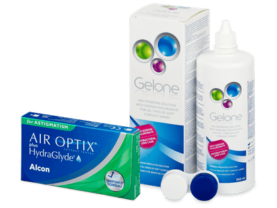 Air Optix plus HydraGlyde for Astigmatism (3 lentile) + soluție Gelone 360 ml