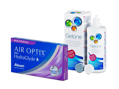 Air Optix plus HydraGlyde Multifocal (3 lentile) + soluție Gelone 360 ml