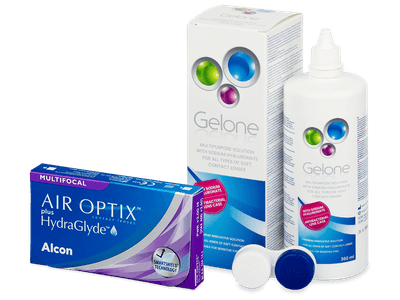 Air Optix plus HydraGlyde Multifocal (3 lentile) + soluție Gelone 360 ml