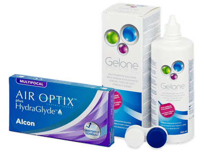 Air Optix plus HydraGlyde Multifocal (6 lentile) + soluție Gelone 360 ml