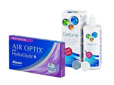 Air Optix plus HydraGlyde Multifocal (6 lentile) + soluție Gelone 360 ml