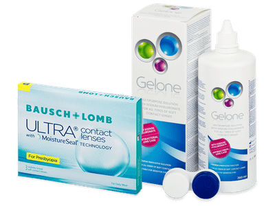 Bausch + Lomb ULTRA for Presbyopia (3 lentile) + soluție Gelone 360 ml