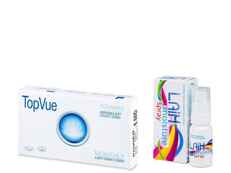 Topvue monthly (6 lentile) + picături oftalmice laim moisture spray