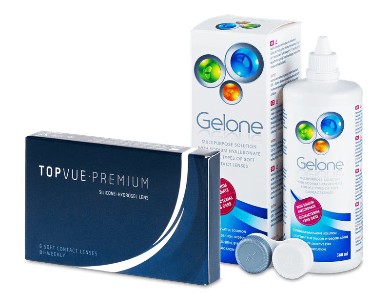Pachet TopVue Premium (6 lentile) + soluție Gelone 360 ml + soluție Gelone 360 ml imagine noua