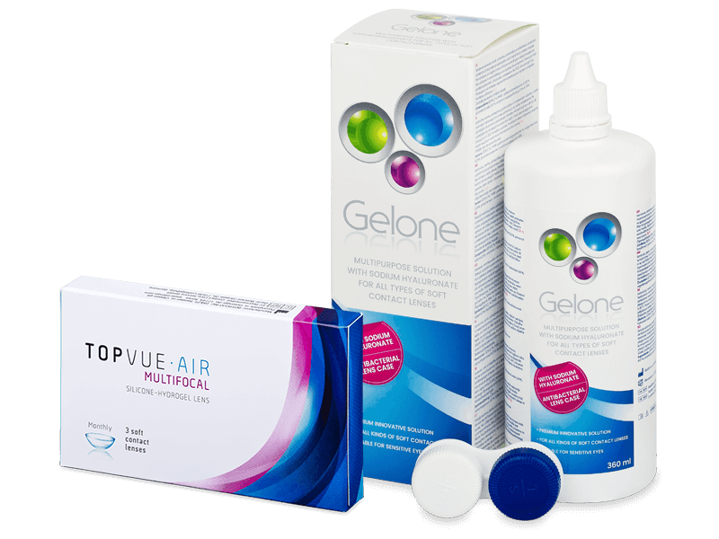 Pachet TopVue Air Multifocal (3 lentile) + soluție Gelone 360 ml