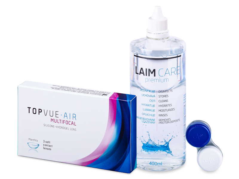 Topvue air multifocal (3 lentile) + soluție laim-care 400 ml