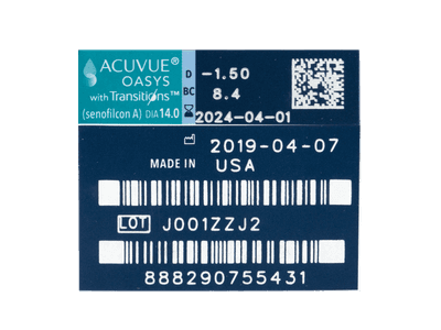 Acuvue Oasys with Transitions (6 lentile) - Parametrii lentilei