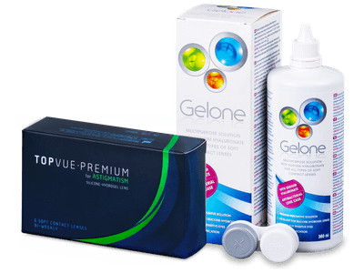 TopVue Premium for Astigmatism (6 lentile) + soluție Gelone 360 ml - Design-ul vechi