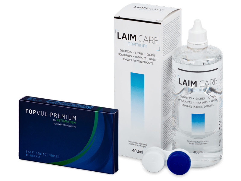 TopVue Premium for Astigmatism (3 lentile) + soluție Laim-Care 400 ml - Výhodný balíček