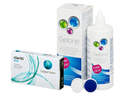 Clariti Elite (3 lentile) + soluție Gelone 360 ml - Výhodný balíček