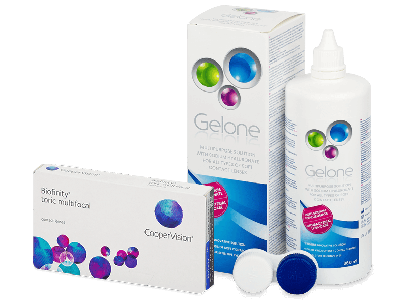Biofinity Toric Multifocal (3 lentile) + soluție Gelone 360 ml - Výhodný balíček
