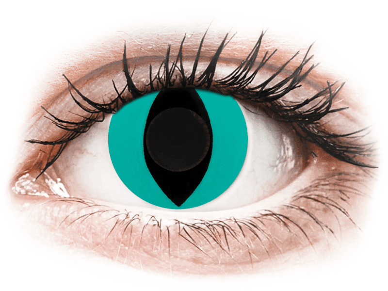 Lentile de contact colorate CRAZY LENS - Cat Eye Aqua - lentile zilnice fără dioptrie (2 lentile)