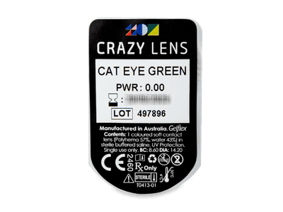 CRAZY LENS - Cat Eye Green - lentile zilnice fără dioptrie (2 lentile) - Vizualizare ambalaj