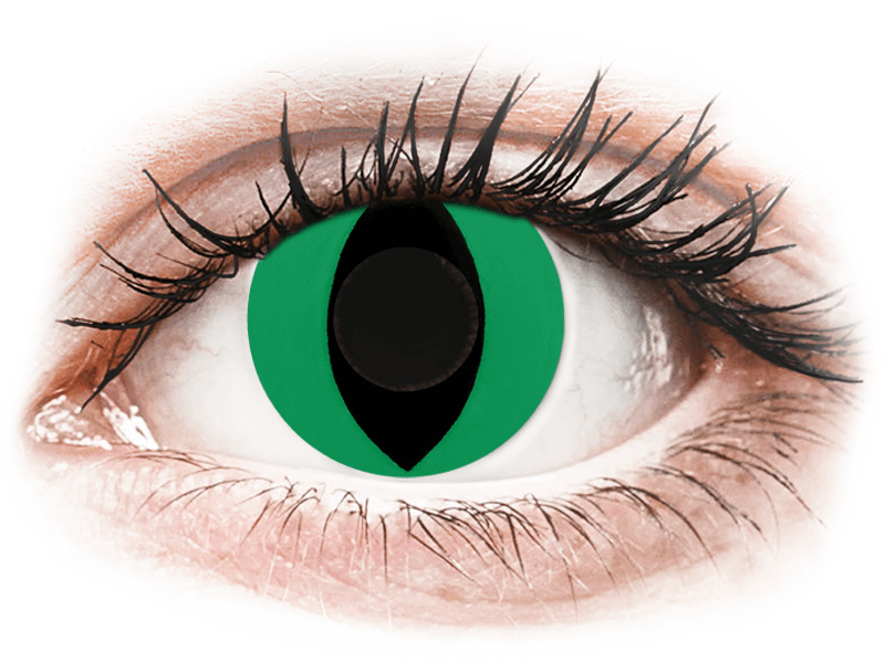 CRAZY LENS - Cat Eye Green - lentile zilnice fără dioptrie (2 lentile) - Lentile de contact colorate