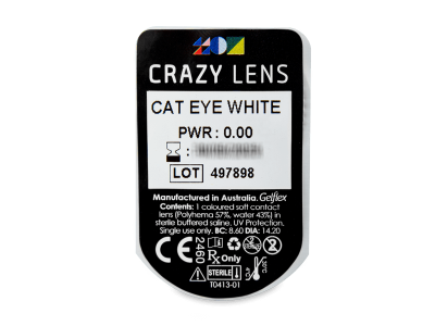 CRAZY LENS - Cat Eye White - lentile zilnice fără dioptrie (2 lentile) - Vizualizare ambalaj