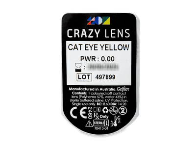 CRAZY LENS - Cat Eye Yellow - lentile zilnice fără dioptrie (2 lentile) - Vizualizare ambalaj