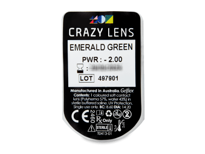 CRAZY LENS - Emerald Green - lentile zilnice cu dioptrie (2 lentile) - Vizualizare ambalaj