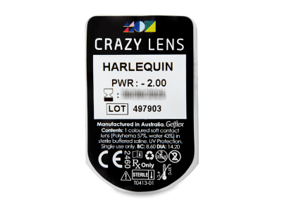 CRAZY LENS - Harlequin - lentile zilnice cu dioptrie (2 lentile) - Vizualizare ambalaj
