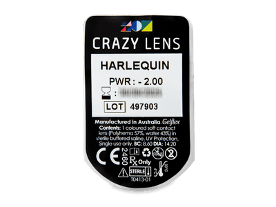 CRAZY LENS - Harlequin - lentile zilnice cu dioptrie (2 lentile) - Vizualizare ambalaj